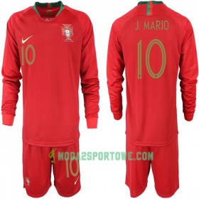 Koszulka Portugalia J. MARIO 10 Dziecięcy Mistrzostwa Świata 2018 Domowe Stroje Piłkarskie Długi Rękaw